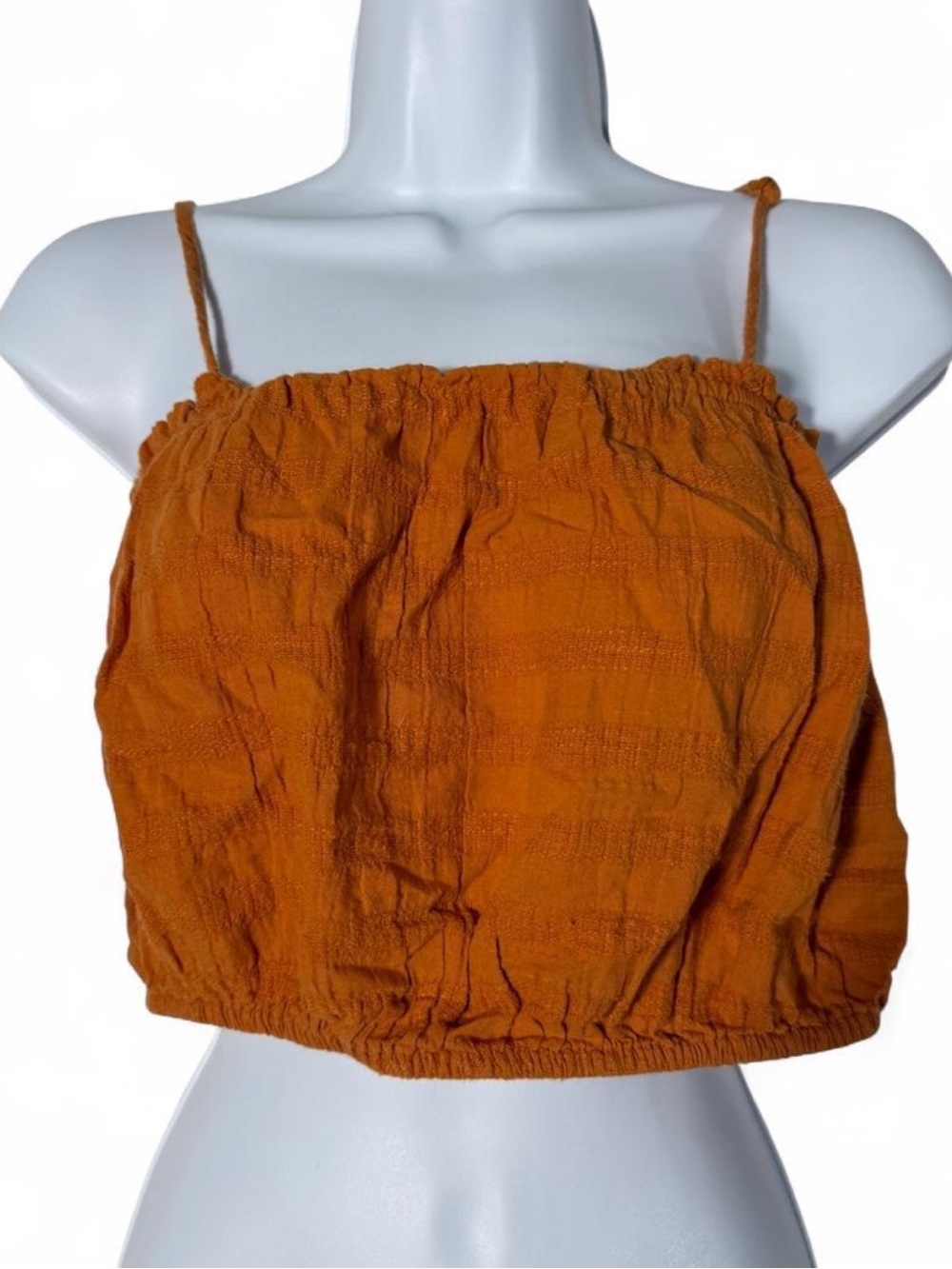 aerie Rust Orange Smocked Spaghetti Strap Crop Top
